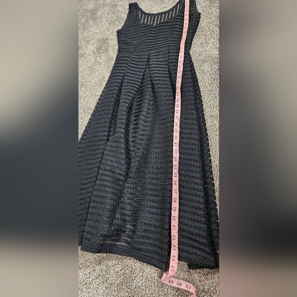 Christian Siriano Black Mesh Stripe Cocktail Dress Nwt Womens Size S Midi - Picture 11 of 12